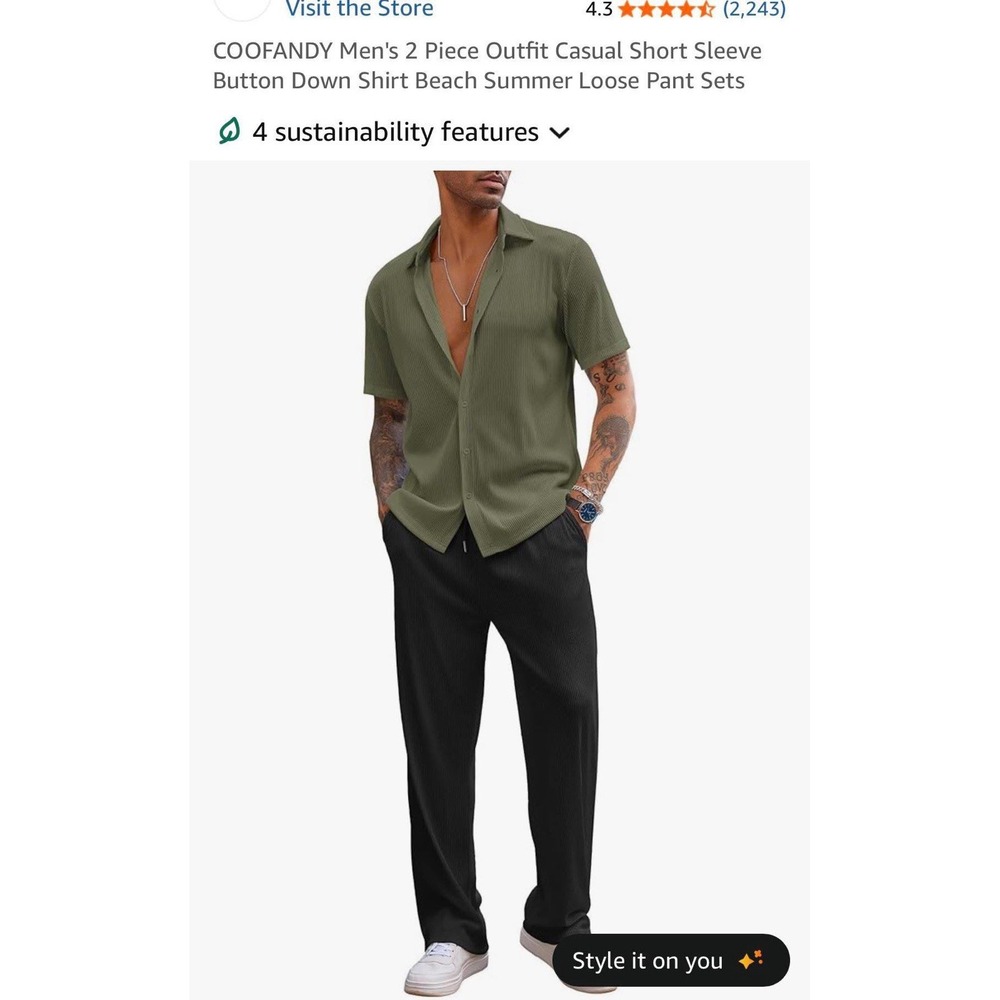 Coofandy Men's 2 Piece Outfit Casual